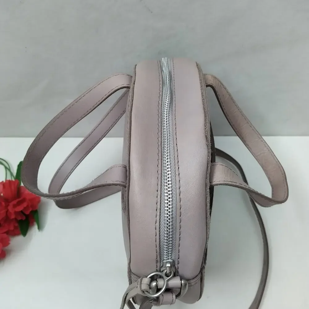 Madewell Light Purple Leather Round Shape Zipper Satchel Crossbody Bag